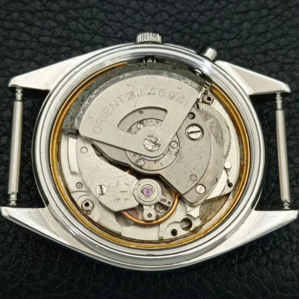 Vintage 1975 Orient Automatic Mens Silver Watch W/daydate & Gold accents